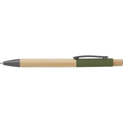 Stylo bille  et personnalisable en bambou - Cesar Matières : aluminium Couleurs : vert impression haute définition