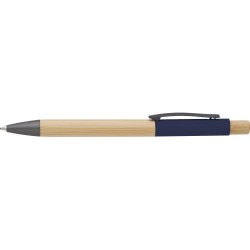 Stylo bille  et personnalisable en bambou - Cesar Matières : aluminium Couleurs : bleu cadeau entreprise pas cher