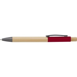 Stylo bille  et personnalisable en bambou - Cesar Matières : aluminium Couleurs : rouge livraison express 24h 48h