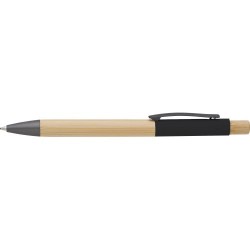 Stylo bille  et personnalisable en bambou - Cesar Matières : aluminium Couleurs : noir marquage laser ultra précis