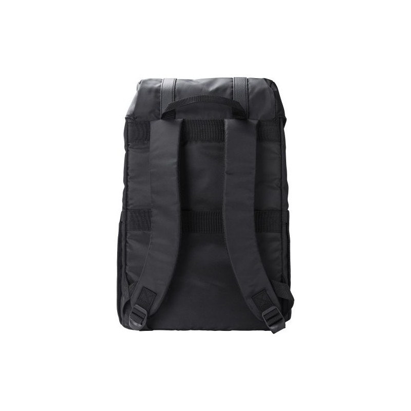 Sac à dos  en polyester rPET avec rabat Marlowe Matières : cuir Couleurs : noir cadeau entreprise pas cher