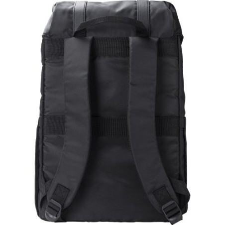 Sac à dos  en polyester rPET avec rabat Marlowe Matières : cuir Couleurs : noir cadeau entreprise pas cher