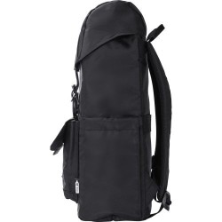 Sac à dos  en polyester rPET avec rabat Marlowe Matières : cuir Couleurs : noir goodies publicitaire événementiel