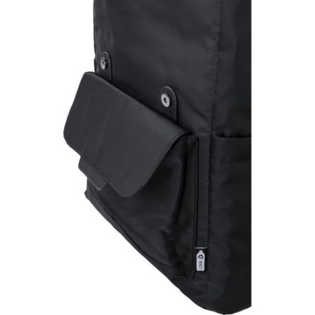 Sac à dos  en polyester rPET avec rabat Marlowe Matières : cuir Couleurs : noir impression haute définition