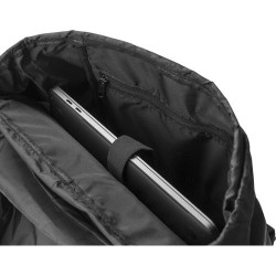 Sac à dos  en polyester rPET avec rabat Marlowe Matières : cuir Couleurs : noir marquage laser ultra précis