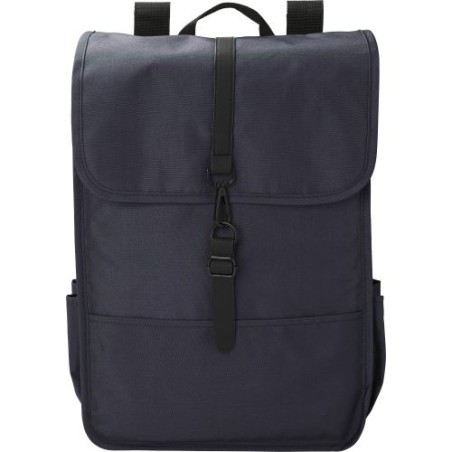 Sac à dos  en polyester rPET avec rabat - Lyric Matières : métal Couleurs : bleu