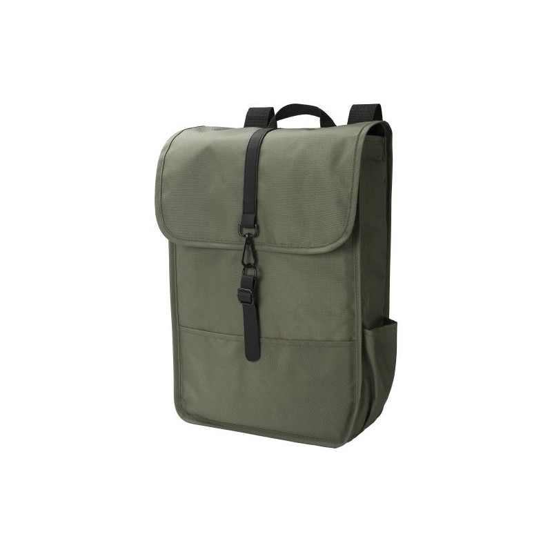 Sac à dos  en polyester rPET avec rabat - Lyric Matières : métal Couleurs : bleu cadeau collaborateur premium