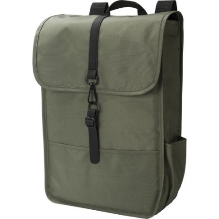 Sac à dos  en polyester rPET avec rabat - Lyric Matières : métal Couleurs : bleu cadeau collaborateur premium