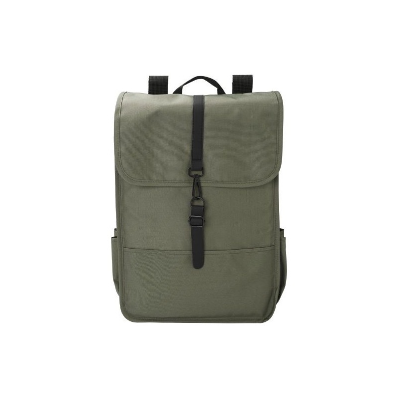 Sac à dos  en polyester rPET avec rabat - Lyric Matières : métal Couleurs : bleu personnalisation sur mesure