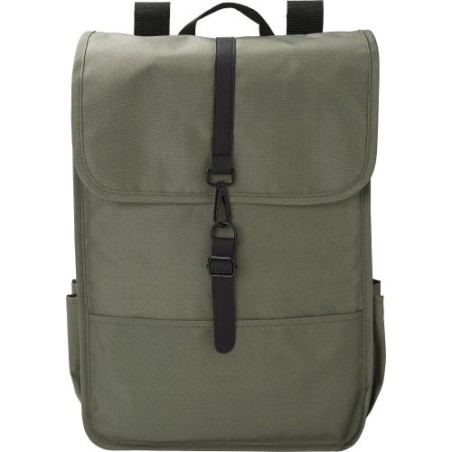 Sac à dos  en polyester rPET avec rabat - Lyric Matières : métal Couleurs : bleu personnalisation sur mesure