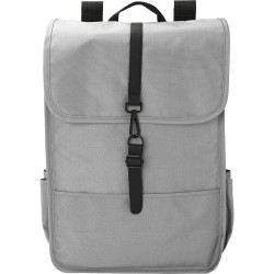 Sac à dos  en polyester rPET avec rabat - Lyric Matières : métal Couleurs : gris clair impression haute définition