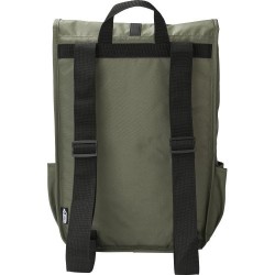Sac à dos  en polyester rPET avec rabat - Lyric Matières : métal Couleurs : gris clair objet publicitaire robuste