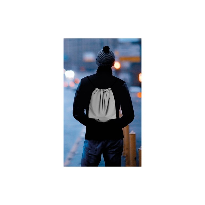 Sac Cordelette Réfléchissant Personnalisé - Idéal pour le Sport SHOOP Matières : PET Couleurs : argenté impression haute définit