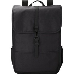 Sac à dos  en polyester rPET avec rabat - Lyric Matières : métal Couleurs : noir personnalisable avec votre logo
