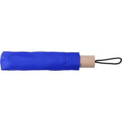 Parapluie pliable personnalisé en polyester - Brooklyn Matières : bois Couleurs : bleu cobalt