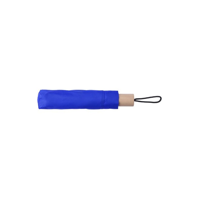Parapluie pliable personnalisé en polyester - Brooklyn Matières : bois Couleurs : bleu cobalt