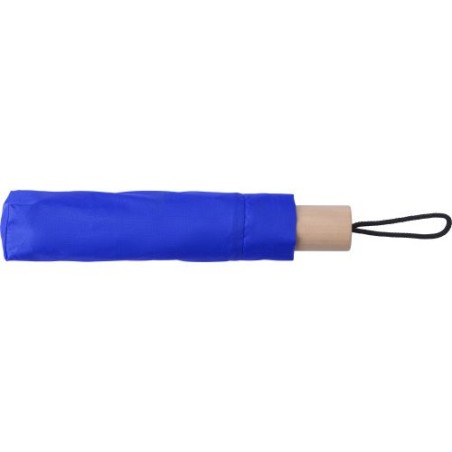 Parapluie pliable personnalisé en polyester - Brooklyn Matières : bois Couleurs : bleu cobalt