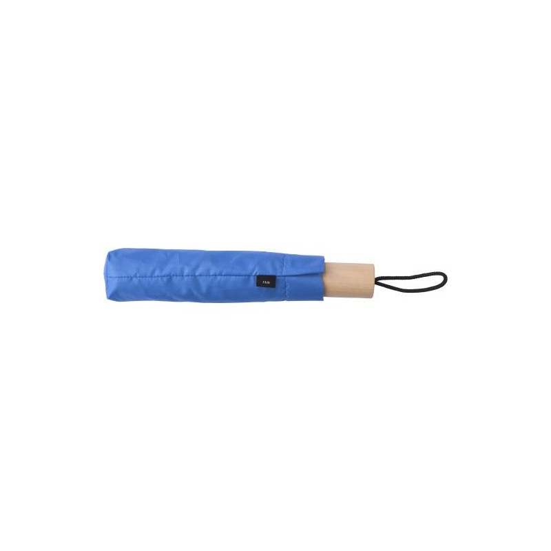 Parapluie pliable personnalisé en polyester - Brooklyn Matières : bois Couleurs : bleu cobalt accessoire événementiel unique