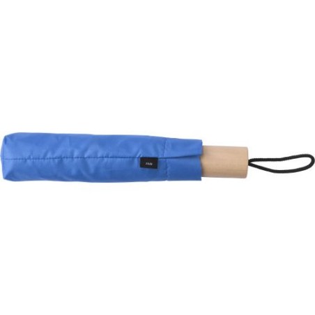 Parapluie pliable personnalisé en polyester - Brooklyn Matières : bois Couleurs : bleu cobalt accessoire événementiel unique