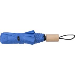Parapluie pliable personnalisé en polyester - Brooklyn Matières : bois Couleurs : bleu cobalt personnalisable avec votre logo
