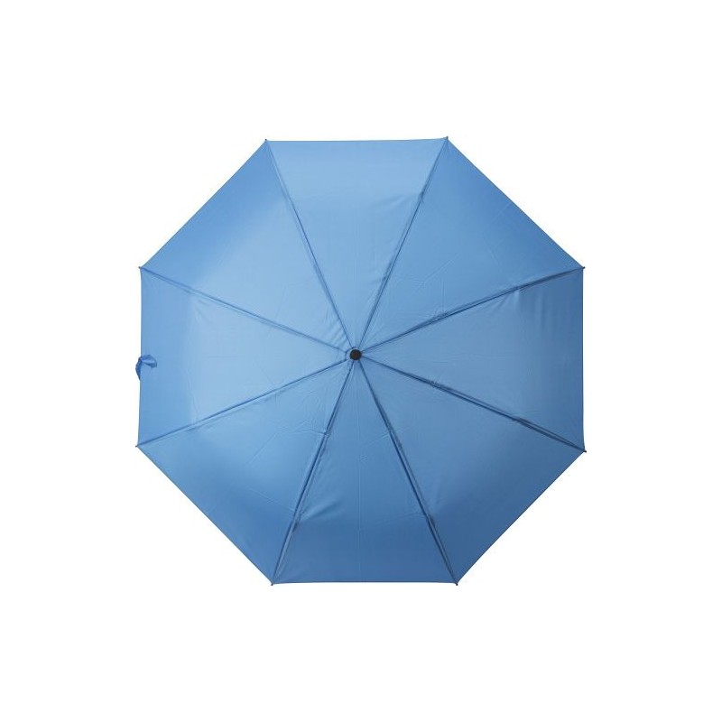 Parapluie pliable personnalisé en polyester - Brooklyn Matières : bois Couleurs : bleu cobalt marquage laser ultra précis