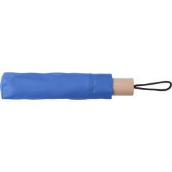Parapluie pliable personnalisé en polyester - Brooklyn Matières : bois Couleurs : rouge objet promotionnel éco-responsable