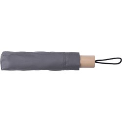 Parapluie pliable personnalisé en polyester - Brooklyn Matières : bois Couleurs : gris impression haute définition