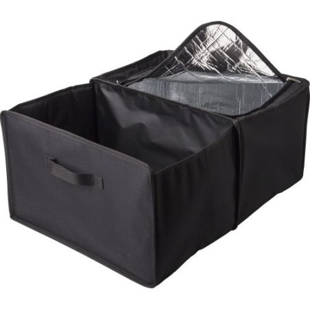 Organiseur pliable isotherme pratique de voiture personnalisé Thatcher Matières : carton Couleurs : noir marquage laser ultra pr