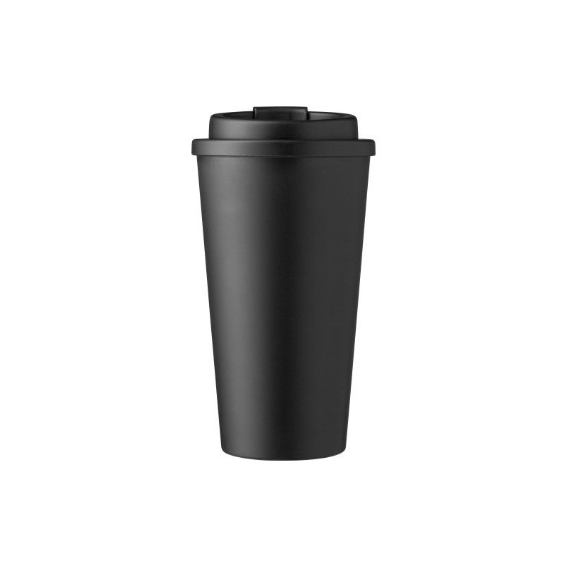 Mug  double paroi en plastique PP de 450 ml - Mackenzie Matières : silicone Couleurs : noir