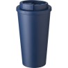 Mug  double paroi en plastique PP de 450 ml - Mackenzie Matières : silicone Couleurs : noir marquage laser ultra précis