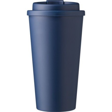 Mug  double paroi en plastique PP de 450 ml - Mackenzie Matières : silicone Couleurs : noir personnalisation rapide en France