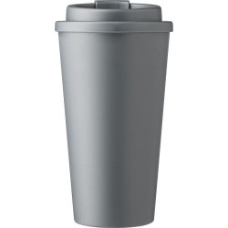 Mug  double paroi en plastique PP de 450 ml - Mackenzie Matières : silicone Couleurs : noir 2