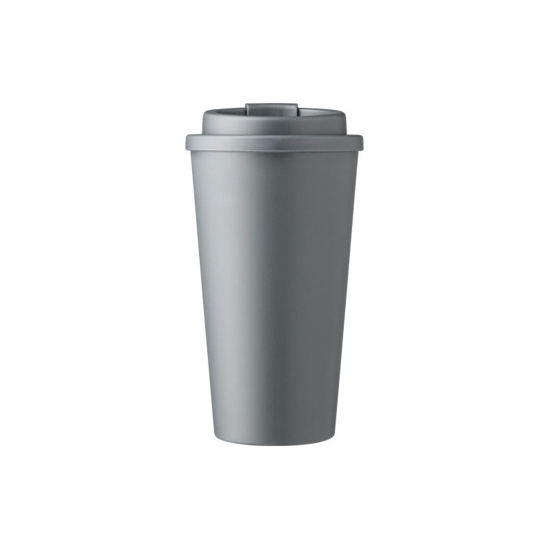 Mug  double paroi en plastique PP de 450 ml - Mackenzie Matières : silicone Couleurs : gris goodies publicitaire événementiel