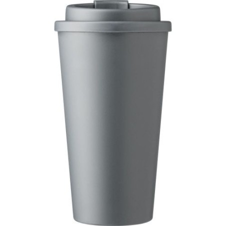 Mug  double paroi en plastique PP de 450 ml - Mackenzie Matières : silicone Couleurs : gris goodies publicitaire événementiel