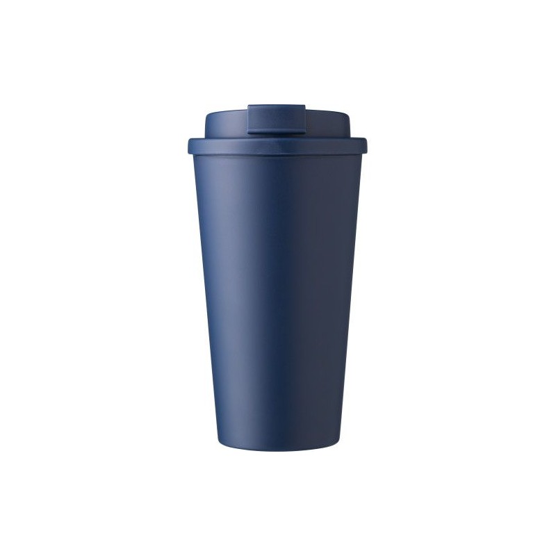 Mug  double paroi en plastique PP de 450 ml - Mackenzie Matières : silicone Couleurs : gris impression logo haute qualité
