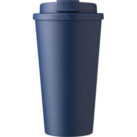 Mug  double paroi en plastique PP de 450 ml - Mackenzie Matières : silicone Couleurs : gris impression logo haute qualité