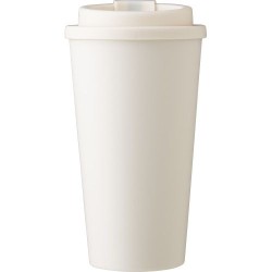 Mug  double paroi en plastique PP de 450 ml - Mackenzie Matières : silicone Couleurs : beige cadeau entreprise pas cher