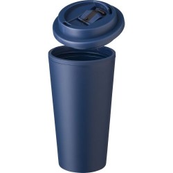 Mug  double paroi en plastique PP de 450 ml - Mackenzie Matières : silicone Couleurs : beige personnalisable avec votre logo