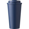 Mug  double paroi en plastique PP de 450 ml - Mackenzie Matières : silicone Couleurs : bleu marine objet publicitaire robuste