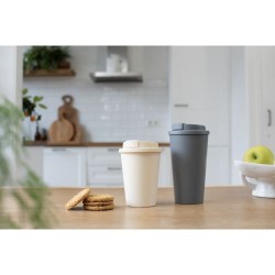 Mug incassable double paroi de 350 ml en plastique PP - Gabriela Matières : silicone Couleurs : beige personnalisable avec votre