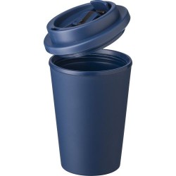 Mug incassable double paroi de 350 ml en plastique PP - Gabriela Matières : silicone Couleurs : bleu marine cadeau affaires élég