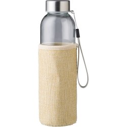Gourde  en verre de 500 ml avec housse en jute - Kaydence Matières : silicone Couleurs : brun