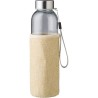 Gourde  en verre de 500 ml avec housse en jute - Kaydence Matières : silicone Couleurs : brun personnalisable avec votre logo