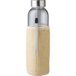 Gourde  en verre de 500 ml avec housse en jute - Kaydence Matières : silicone Couleurs : brun cadeau entreprise pas cher
