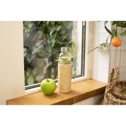 Gourde  en verre de 500 ml avec housse en jute - Kaydence Matières : silicone Couleurs : brun impression haute définition