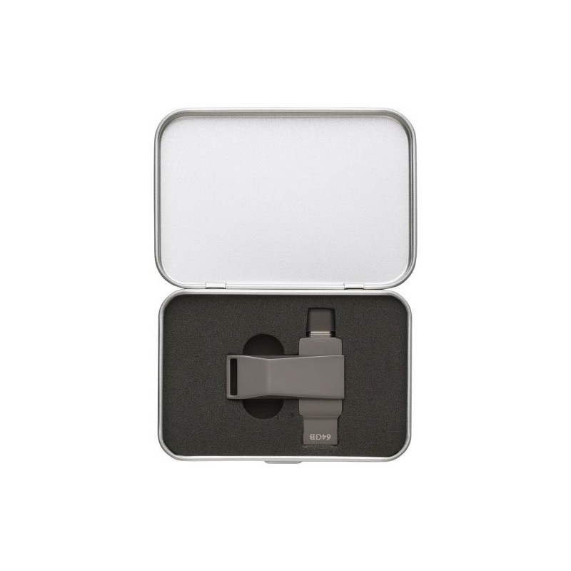 Clé USB 64 Go Personnalisée Twist 3.0 - Dorian Matières : alliage de zinc Couleurs : argenté marquage laser ultra précis