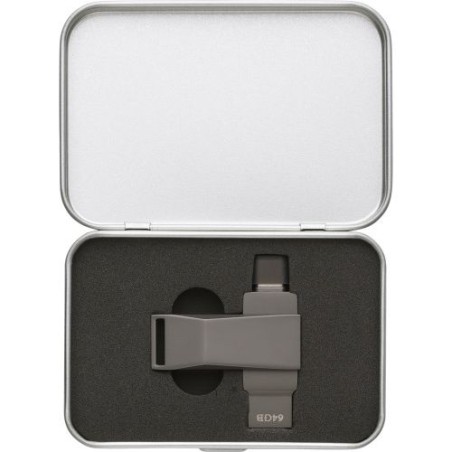 Clé USB 64 Go Personnalisée Twist 3.0 - Dorian Matières : alliage de zinc Couleurs : argenté marquage laser ultra précis