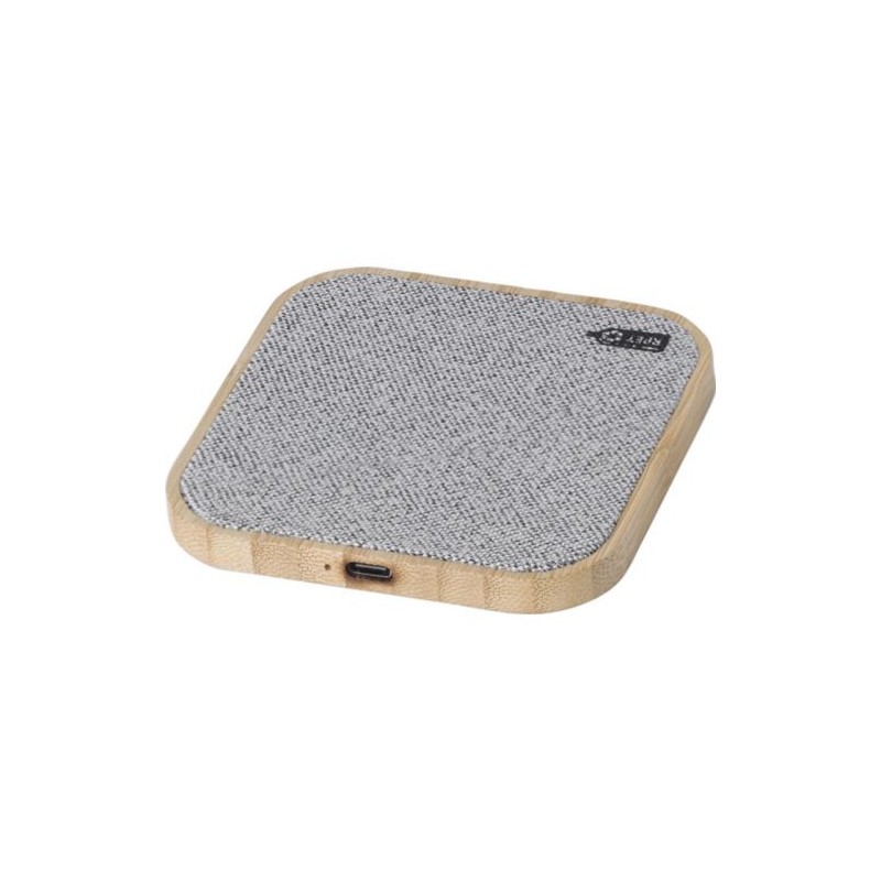 Chargeur  à induction en bambou - Moses Matières : bambou Couleurs : gris personnalisable avec votre logo