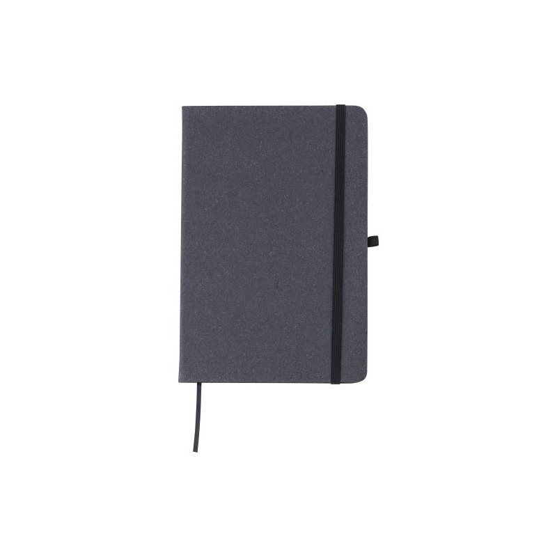 Carnet A5 élégant en cuir recyclé - Gianna Matières : caoutchouc Couleurs : noir personnalisable avec votre logo