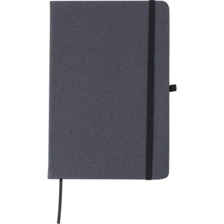 Carnet A5 élégant en cuir recyclé - Gianna Matières : caoutchouc Couleurs : noir personnalisable avec votre logo